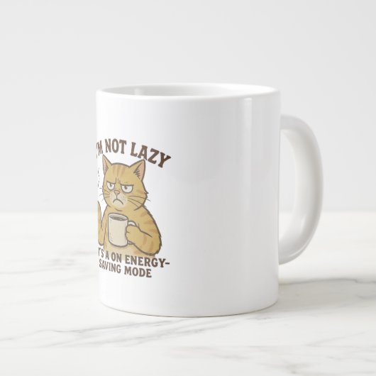 Grumpy Cat in Energy-Saving Mode Mug Extra Grote Beker (Voorkant rechts)