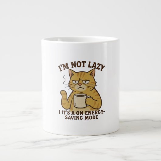 Grumpy Cat in Energy-Saving Mode Mug Extra Grote Beker (Voorkant)