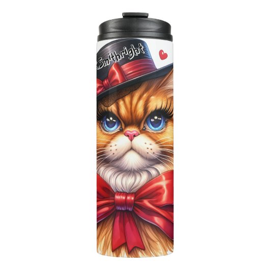 Grumpy Cat in Red Bow Thermosbeker (Voorkant)