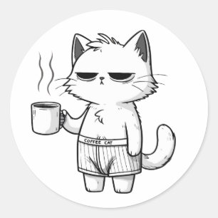 Grumpy Cat koffiekop patroon Ronde Sticker