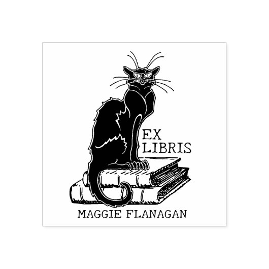 Grumpy Cat met boeken, Custom Ex Libris Library Rubberstempel (Afrduk)