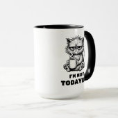 Grumpy Cat met Coffee Funny Lazy Cartoon Style Mok (Voorkant rechts)