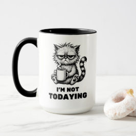 Grumpy Cat met Coffee Funny Lazy Cartoon Style Mok