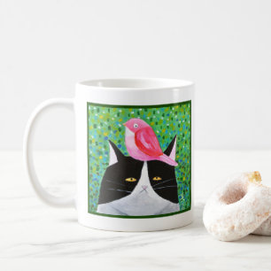 Grumpy Cat met rode kleine vogel Funny Cat Lover Koffiemok