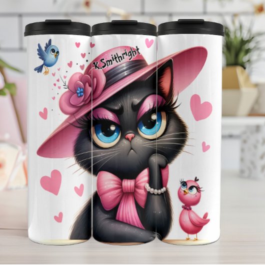 Grumpy Cat met roze Pet Thermosbeker
