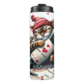 Grumpy Cat met wijnfles Thermosbeker (Voorkant)