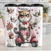Grumpy Cat op een brommer Thermosbeker