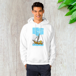 Grumpy Cat op een zeilboot Funny Nautical Cartoon Hoodie