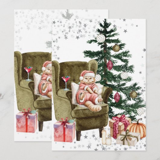 Grumpy Cat Paar Kerst Kaarten (Voorkant / Achterkant)
