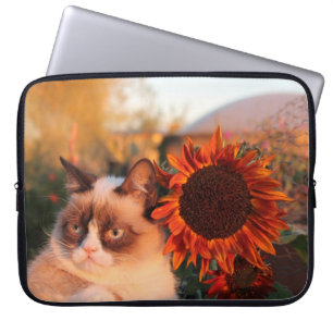 Grumpy Cat Sunflower laptophoes Laptop Sleeve