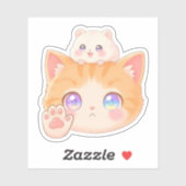 Grumpy Cat with Hamster on Head - NO Sign Sticker (Feuille)