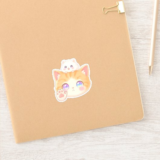 Grumpy Cat with Hamster on Head - NO Sign Sticker (Carnet)