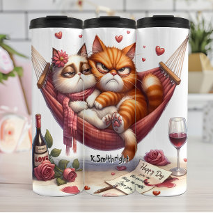 Grumpy Cats Snuggled in Hangmat Thermosbeker