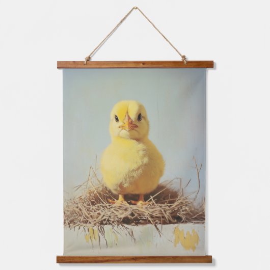 Grumpy Chick in het nest Hangend Wandkleed (Voorkant)