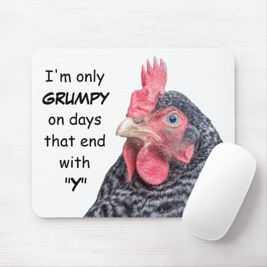Grumpy Chicken Funny Frowning Hen Foto Muismat (Met muis)