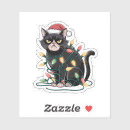Grumpy Christmas Cat Sticker