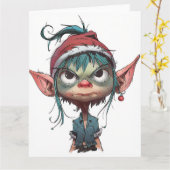 Grumpy Christmas Elf Attitude Kaart (Gele Bloem)