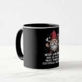 Grumpy Christmas Gnome Tangled Lights Black Cat  Mok (Voorkant links)