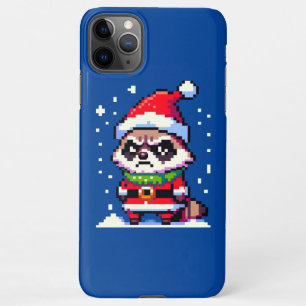 Grumpy Christmas Raccoon - Grappige Pixel Art Vaka iPhone 11Pro Max Hoesje