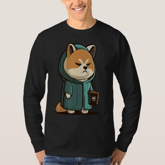 Grumpy Coffee Dog on Coffee Akita Inu T-shirt (Voorkant)