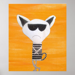 Grumpy coole kat met zonnebril poster