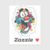 Grumpy Cute Monster Sticker – Quirky Cartoon Face (Feuille)