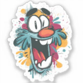 Grumpy Cute Monster Sticker – Quirky Cartoon Face (Recto)