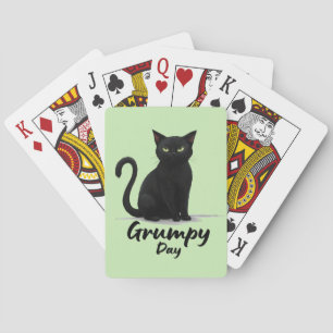 Grumpy Day met een zwarte kat Pokerkaarten