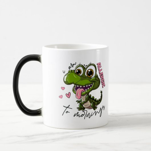 Grumpy Dino Mug - "Je suis allergique au matin" (Gauche)