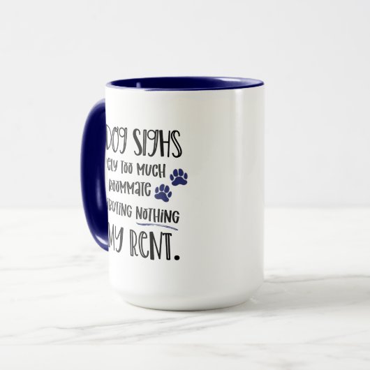 Grumpy Dog Funny Quote met Pet Photo Navy Mok (Voorkant links)