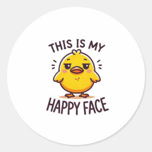 Grumpy Duck - Dit is mijn vrolijke gezicht grappig Ronde Sticker