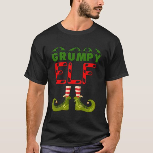 Grumpy Elf Grappige Groep Matching Familie Pyjama' T-shirt (Voorkant)