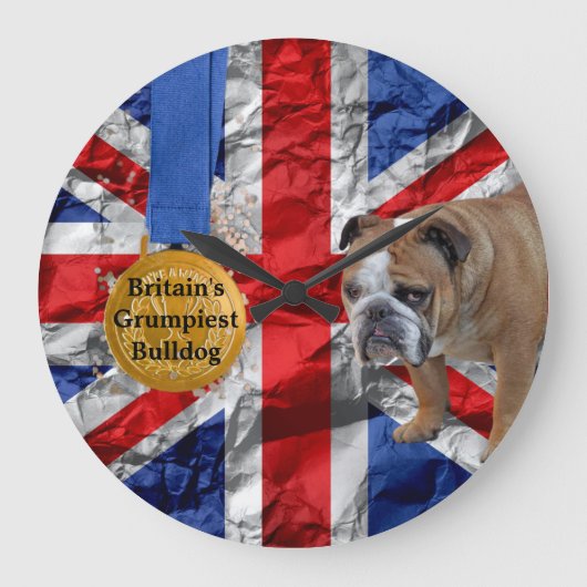 Grumpy English Bulldog Acrylic Wall klok   (Voorkant)