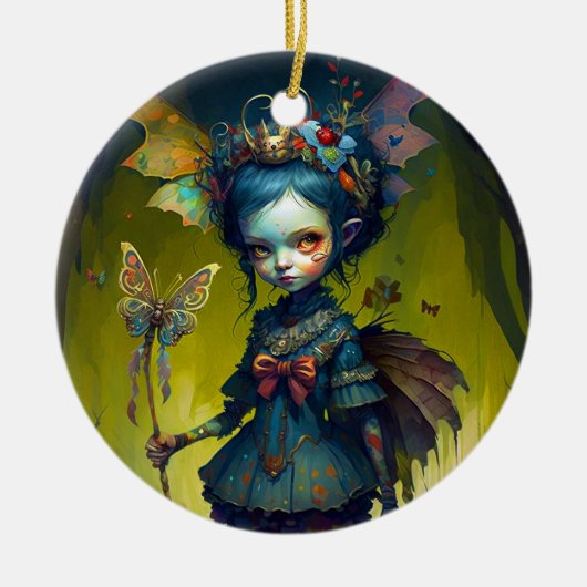Grumpy Fairy Pixie Fantasy Art Keramisch Ornament (Voorkant)