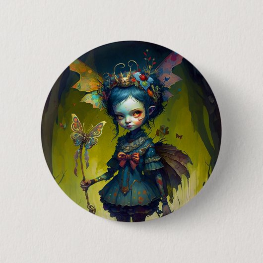 Grumpy Fairy Pixie Fantasy Art Ronde Button 5,7 Cm (Voorkant)