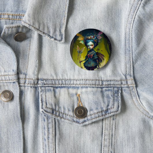 Grumpy Fairy Pixie Fantasy Art Ronde Button 5,7 Cm (In situ)