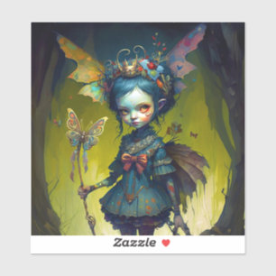 Grumpy Fairy Pixie Fantasy Art Sticker