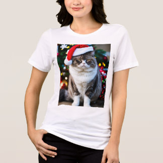 Grumpy Fat Cat in een kerst Pet: Feestelijk Fun Tri-Blend Shirt