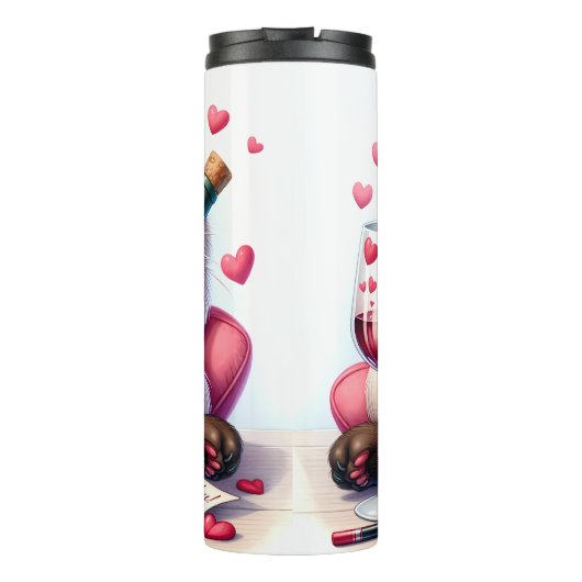 Grumpy Fluffy Cat met wijn Thermosbeker (Achterkant)