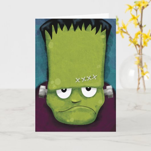 Grumpy frankenstein | Carte d'Halloween (Fleur jaune)