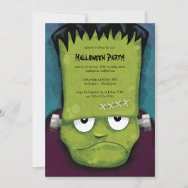 Grumpy Frankenstein Halloween Party Invitation Kaart