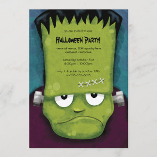 Grumpy Frankenstein Halloween Party Invitation Kaart