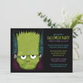 Grumpy Frankenstein's Monster Halloween Party Kaart (Staand voorkant)