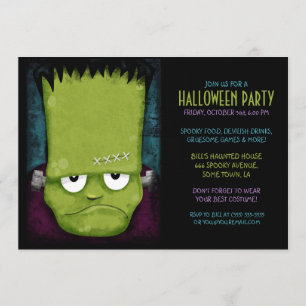Grumpy Frankenstein's Monster Halloween Party Kaart