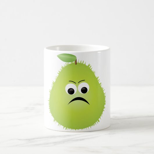 Grumpy Fuzzy Pear Face Grappig Fruit karakter Koffiemok (Center)