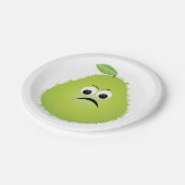 Grumpy Fuzzy Pear Face Grappig Fruit karakter Papieren Bordje (Gekanteld)