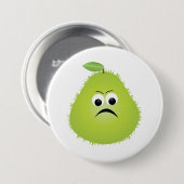 Grumpy Fuzzy Pear Face Grappig Fruit karakter Ronde Button 7,6 Cm (Voorkant /achterkant)