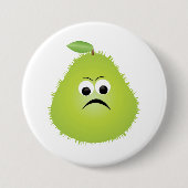 Grumpy Fuzzy Pear Face Grappig Fruit karakter Ronde Button 7,6 Cm (Voorkant)