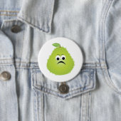 Grumpy Fuzzy Pear Face Grappig Fruit karakter Ronde Button 7,6 Cm (In situ)