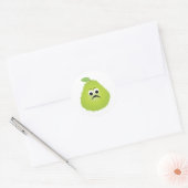 Grumpy Fuzzy Pear Face Grappig Fruit karakter Ronde Sticker (Envelop)